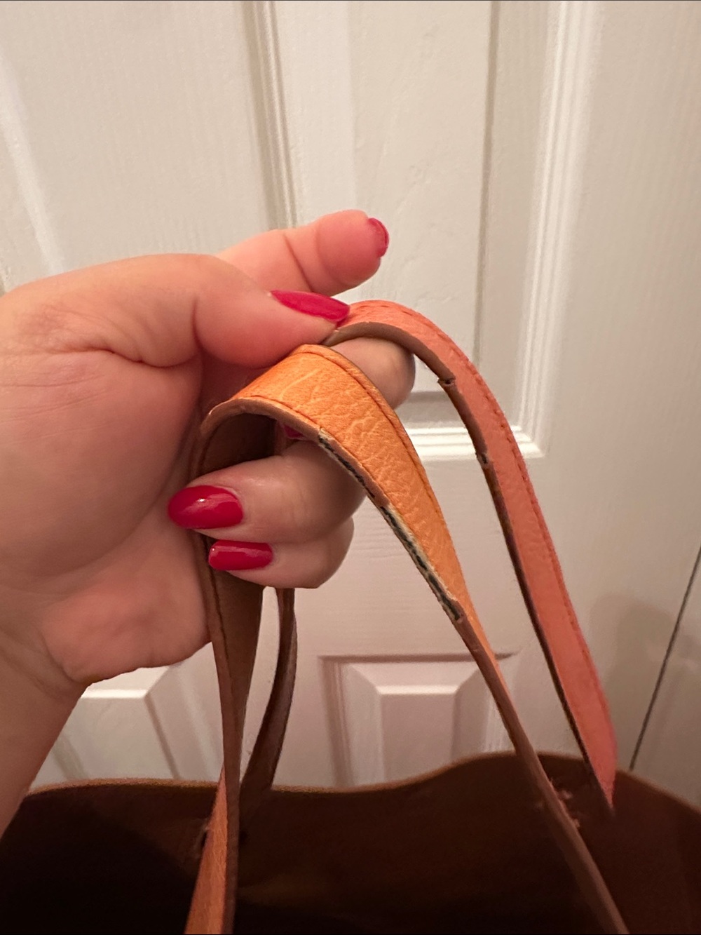 Bass Coral Orange Leather Tote with Matching Wristlet - Picture 9 of 11